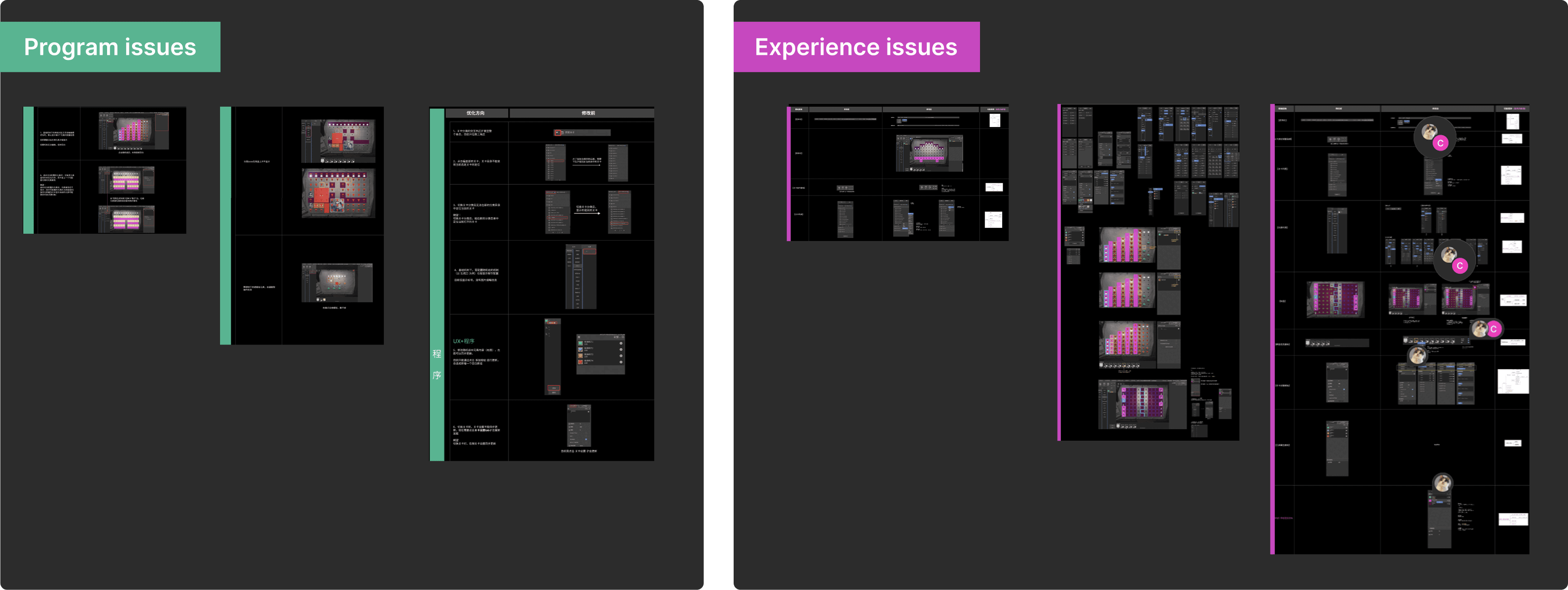 Heuristic evaluation boards for program and experience issues